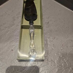 Crystal Handled Silver Plated Cake Server 10" with Original Box